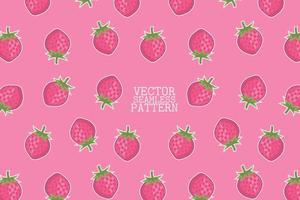 ilustración de vector de fruta de fresa patrón de repetición sin costuras sobre un fondo rosa baya fresca