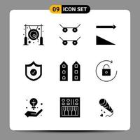 9 signos de símbolos de glifo de paquete de iconos negros para diseños receptivos sobre fondo blanco. 9 iconos establecidos. vector