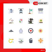 Group of 16 Flat Colors Signs and Symbols for palm webpage vehicles web flag Editable Pack of Creative Vector Design Elements