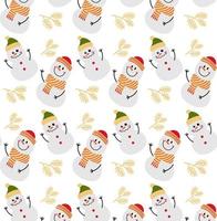 Vector seamless pattern of happy snowmen.