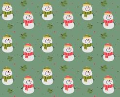 Vector seamless pattern of happy snowman.