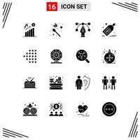 Group of 16 Modern Solid Glyphs Set for left offer design discount packages Editable Vector Design Elements