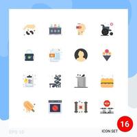 16 Universal Flat Color Signs Symbols of wheel chair medical judge mind low Editable Pack of Creative Vector Design Elements