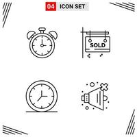 4 Icons Line Style. Grid Based Creative Outline Symbols for Website Design. Simple Line Icon Signs Isolated on White Background. 4 Icon Set. vector