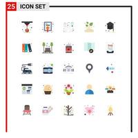 25 Universal Flat Color Signs Symbols of degree small adapter plant farm Editable Vector Design Elements