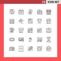 Set of 25 Modern UI Icons Symbols Signs for store market store tv market brush Editable Vector Design Elements