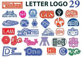paquete de plantilla de diseño de logotipo y etiqueta de letra vector