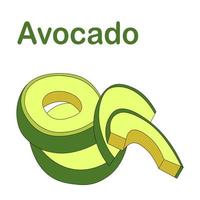 avocado slices, cut into halves and circles. pure farm product. vegetarian food. vector