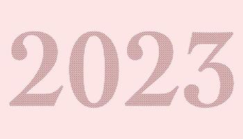 A set of number 2023, the year of the lords with knitting pattern inside the number. Concept about anniversaries, yearly, celebrating and etc. vector