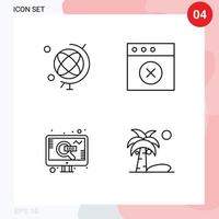 Group of 4 Modern Filledline Flat Colors Set for education search app marketing coconut Editable Vector Design Elements