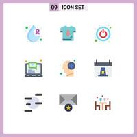 Mobile Interface Flat Color Set of 9 Pictograms of healthy notification soccer laptop computer Editable Vector Design Elements