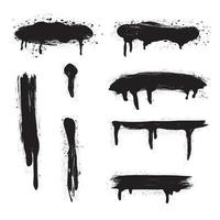 collection of spray and drip lines. black grunge brushes vector