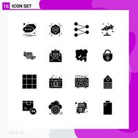 Mobile Interface Solid Glyph Set of 16 Pictograms of cap calculator science dollar telescope Editable Vector Design Elements