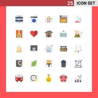 Set of 25 Commercial Flat Colors pack for science tube profile flask calendar Editable Vector Design Elements