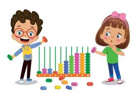 cute playing with bead abacus vector