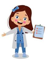 Happy kids wear doctor uniform set vector