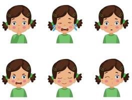 Conjunto de emoticonos emoji de expresión facial de niño lindo vector