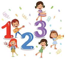 cute kids learn numbers along with numbers vector