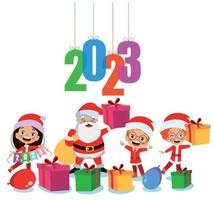 new year and happy kids vector