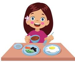 cute little boy having breakfast vector