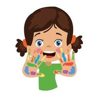 hand coloring game painted hands vector