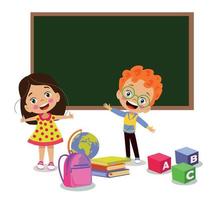 cute kids studying world map studying in classroom at school vector