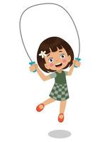 cute happy little boy jumping rope vector