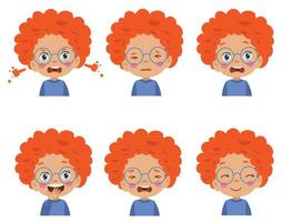 cute kid face expression emoji emoticon set vector