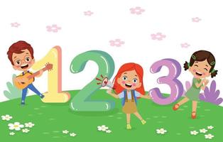 cute kids learn numbers along with numbers vector