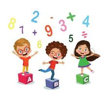 Set of colorful flat numbers and childrens vector