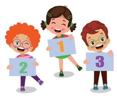 numbers cute kids holding papers with numbers vector