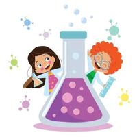 cute students experimenting in lab vector