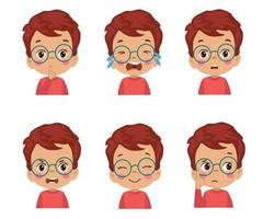 Conjunto de emoticonos emoji de expresión facial de niño lindo vector