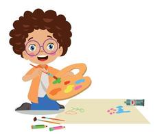 cute and happy painter boy vector