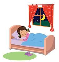 cute boy sleeping at night vector