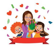 teacher and cute kids teachers day vector