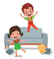 cute kids bouncing seat upset vector