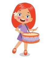 cute little girl playing the drums vector