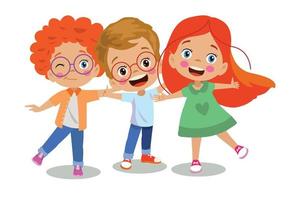 cute happy friends hugging students in front of classroom lesson board at school vector