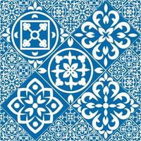 Portuguese seamless pattern with azulejo tiles. Gorgeous seamless patchwork pattern from colorful Moroccan tiles, ornaments vector