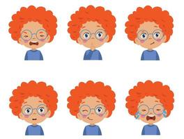 Conjunto de emoticonos emoji de expresión facial de niño lindo vector