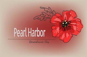 Red bright poppy flower, Vector doodle banner for Pearl Harbor Remembrance Day