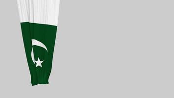 drapeau en tissu suspendu pakistan agitant dans le vent rendu 3d, fête nationale, fête de l'indépendance, écran vert chroma key, sélection luma matte video