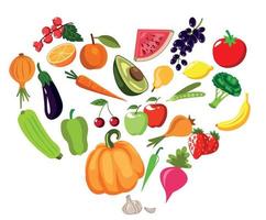 healthy organic fruits and vegetables vector