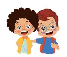 cute sincere happy friend kids vector