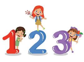 cute kids learn numbers along with numbers vector