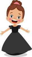 cute happy girl dressed in beautiful clothes vector