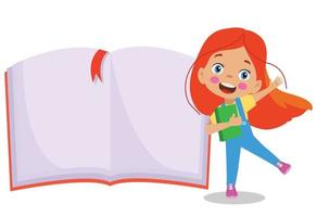 cute happy students reading books vector