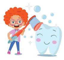 Cute Little Boy and Girl Brushing Teeth with Toothpaste and Toothbrush vector