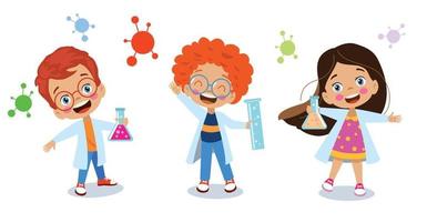 cute students experimenting in lab vector